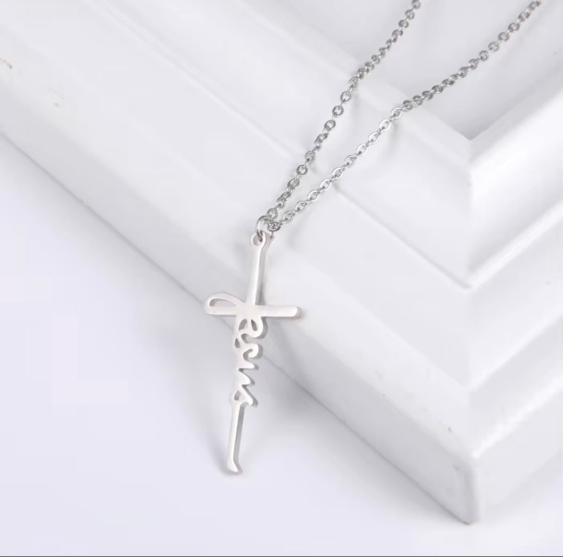 Christian  Stainless Steel Jesus Cross Pendant Necklace for Women