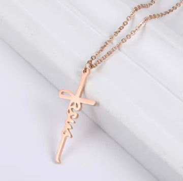 Christian Catholic Stainless Steel Jesus Cross Pendant Necklace for Women