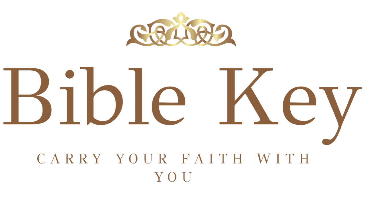 Logo for 'Bible Key' with decorative elements on a white background