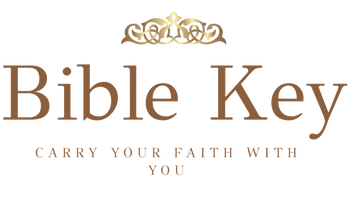 Logo for 'Bible Key' with decorative elements on a white background